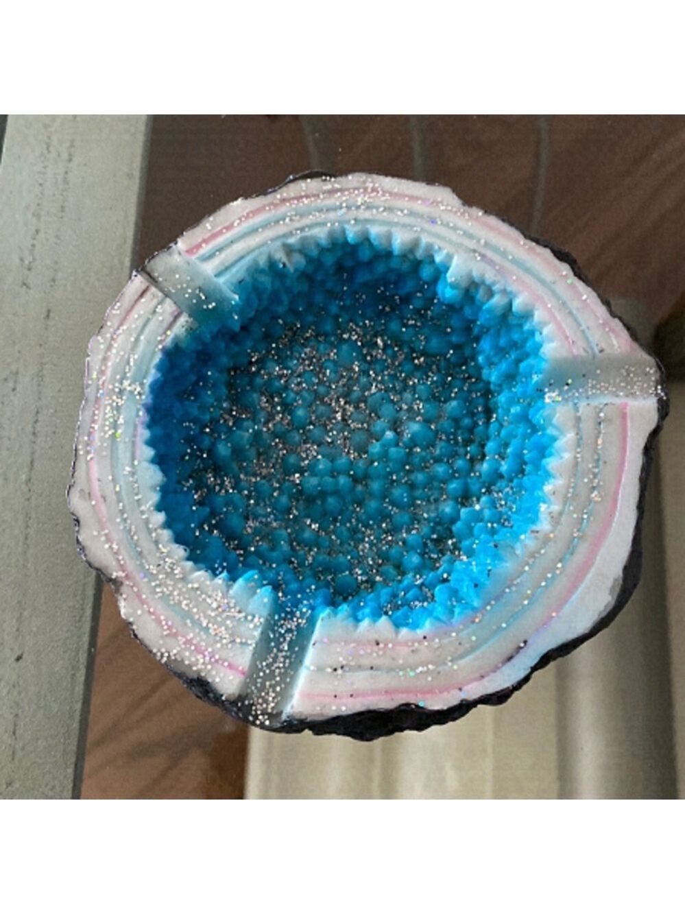 Colorful Blue Crystal Geode Stone Design 4.25" Ashtray
